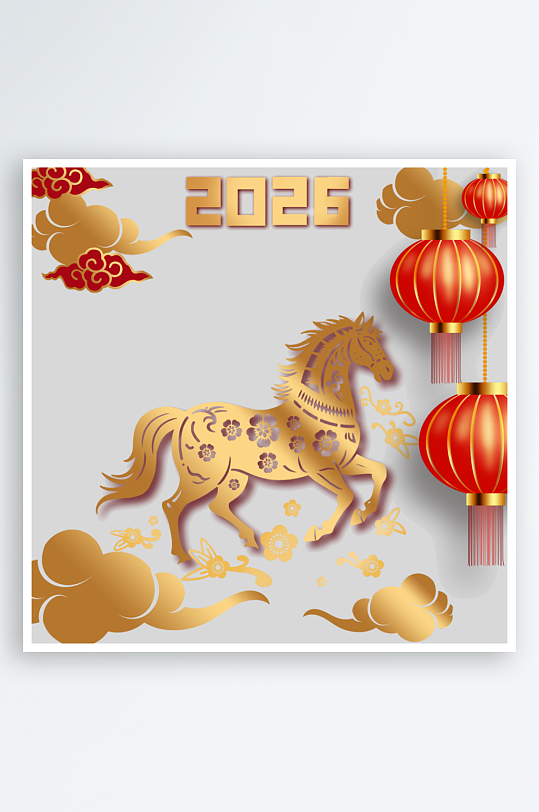 创意简约春节马年元素-众图网