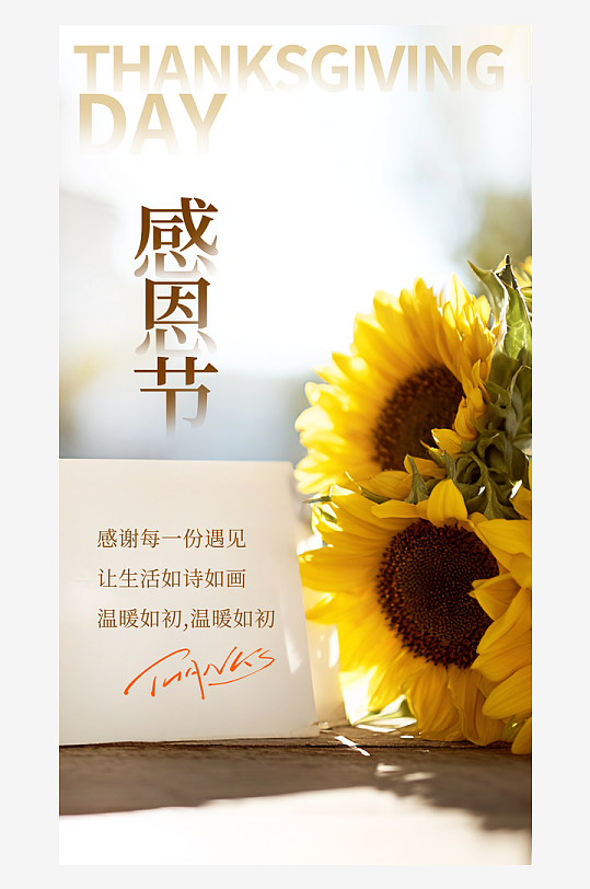 温馨浪漫感恩节海报-众图网