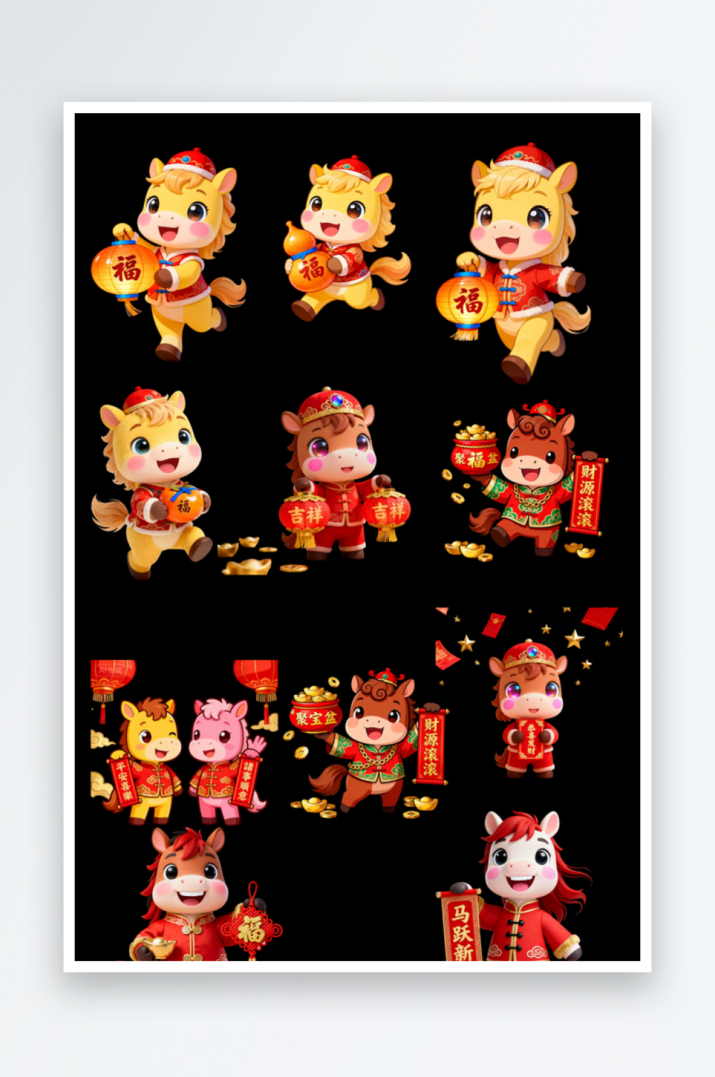 2026马年高清卡通马形象素材