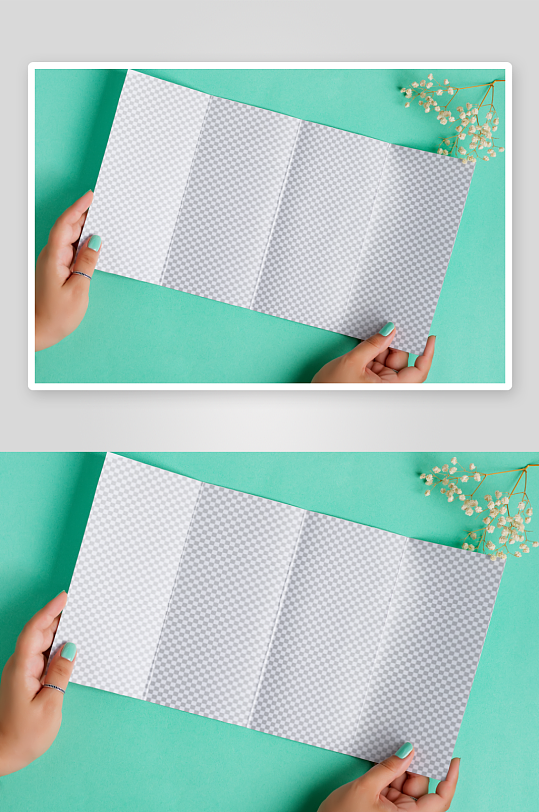 手持四折页样机模板-众图网