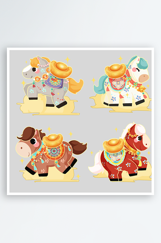 可爱萌小马马年素材-众图网