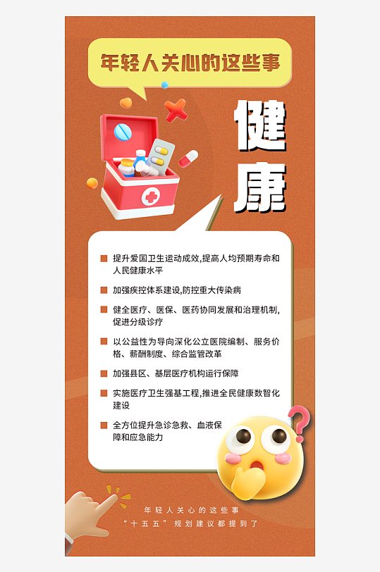 十五五展望民生解读海报健康-众图网
