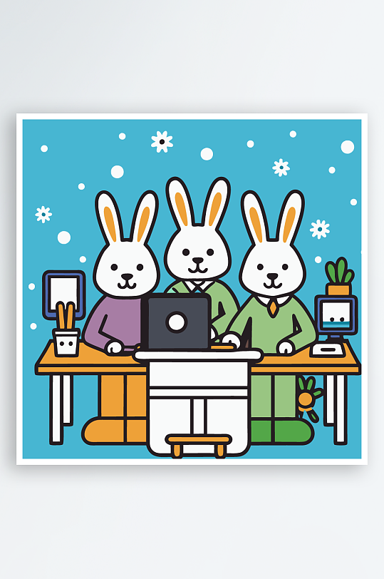 兔子矢量插画图形元素-众图网