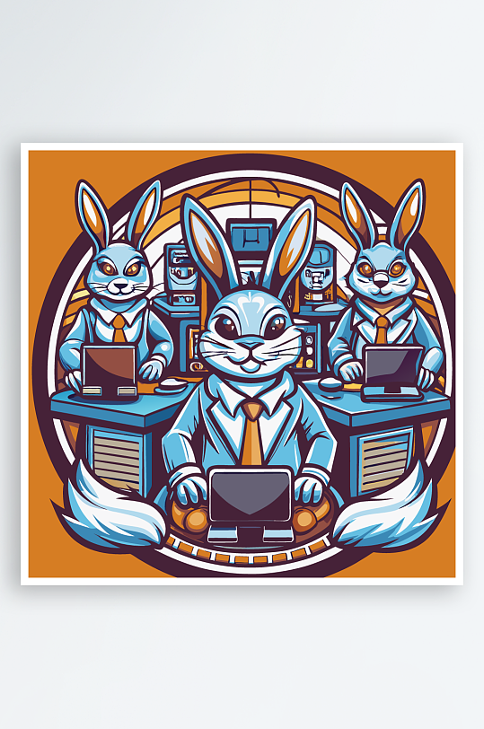 兔子矢量插画图形元素-众图网