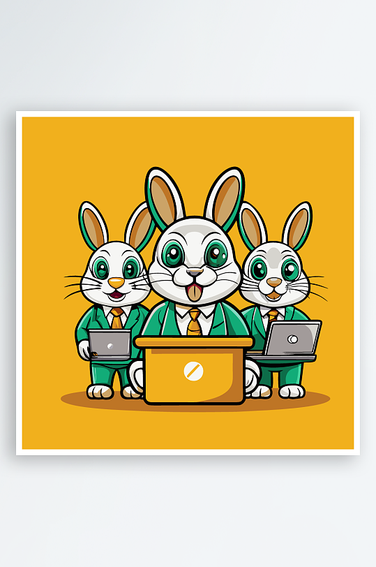 兔子矢量插画图形元素-众图网