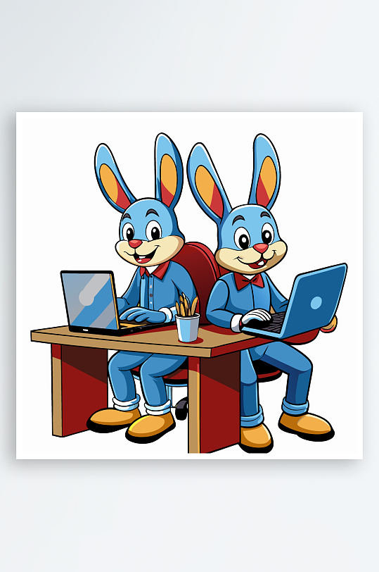 兔子矢量插画图形元素-众图网