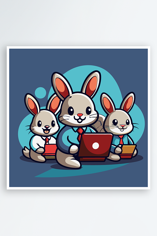 兔子矢量插画图形元素-众图网