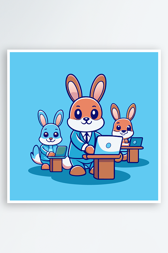 兔子矢量插画图形元素-众图网