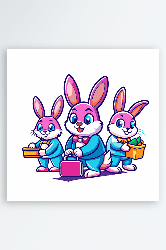 兔子矢量插画图形元素-众图网