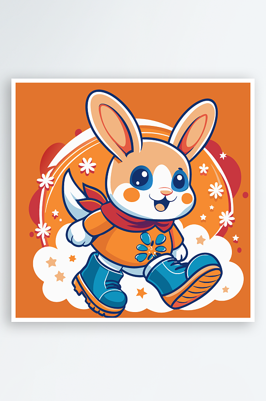 兔子矢量插画图形-众图网