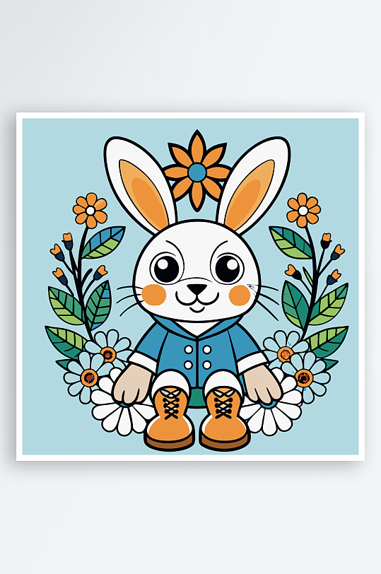 兔子矢量插画图形元素-众图网