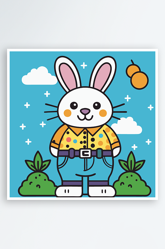 兔子矢量插画图形元素-众图网