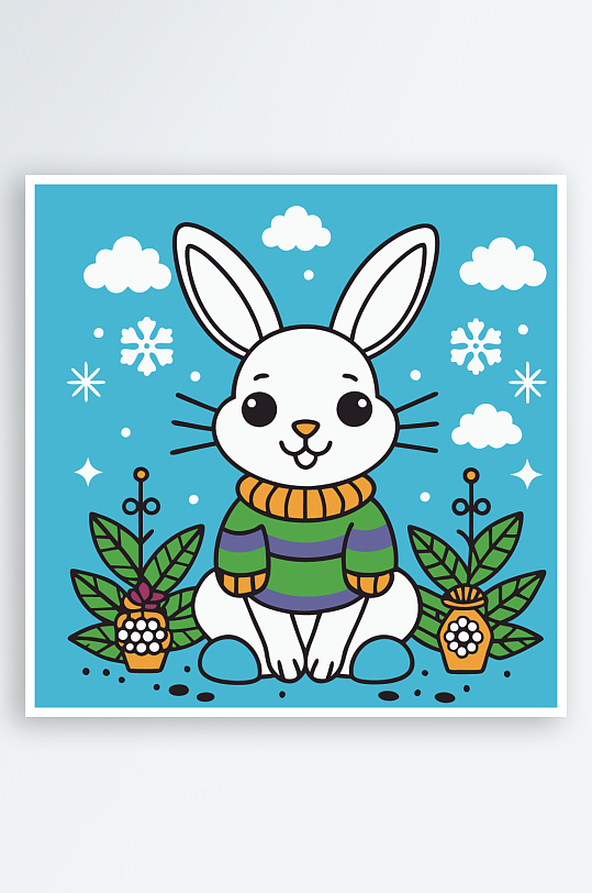 兔子矢量插画图形-众图网