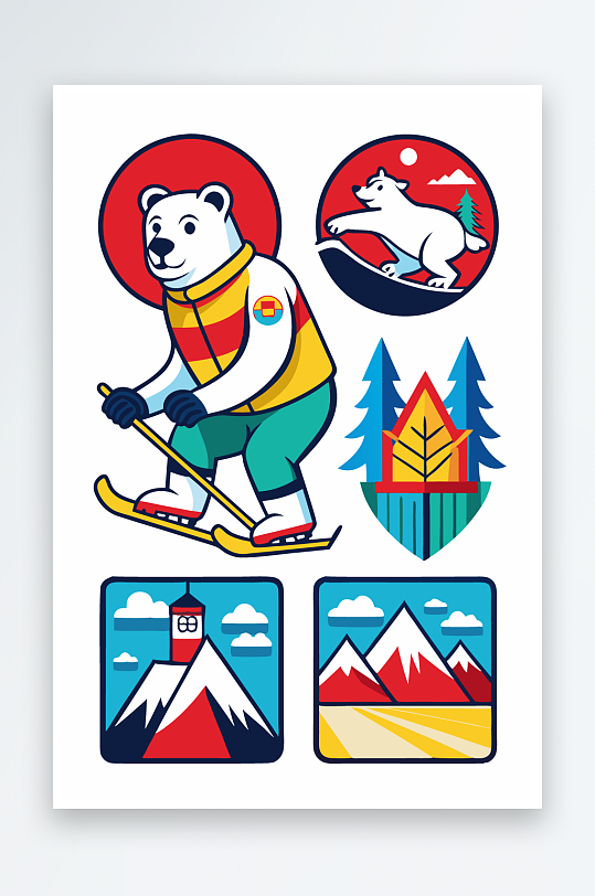 北极熊矢量插画图形-众图网