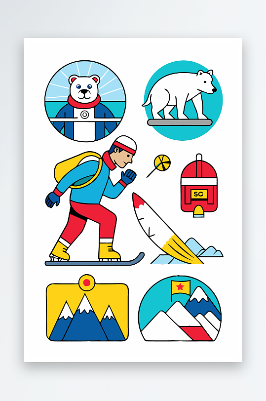 北极熊矢量插画图形-众图网