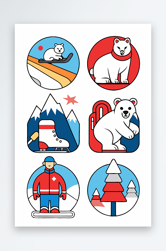 北极熊矢量插画图形-众图网