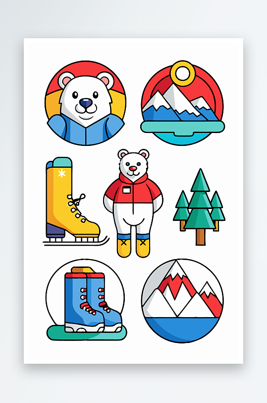 北极熊矢量插画图形-众图网