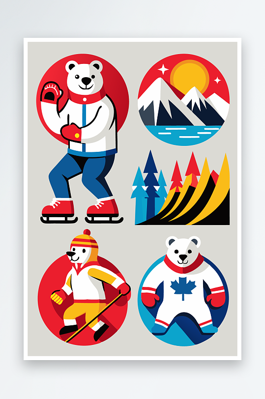 北极熊矢量插画图形-众图网