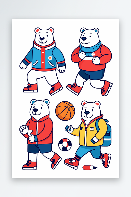 北极熊矢量插画图形元素-众图网