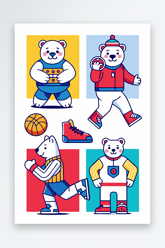 北极熊矢量插画图形元素-众图网