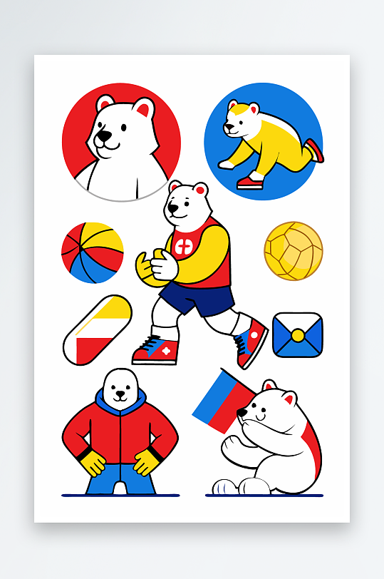 北极熊矢量插画图形元素-众图网