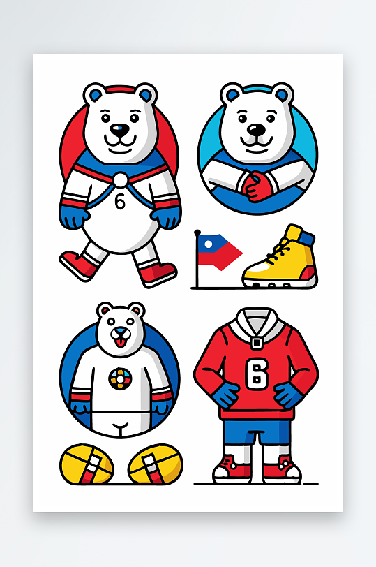 北极熊矢量插画图形元素-众图网