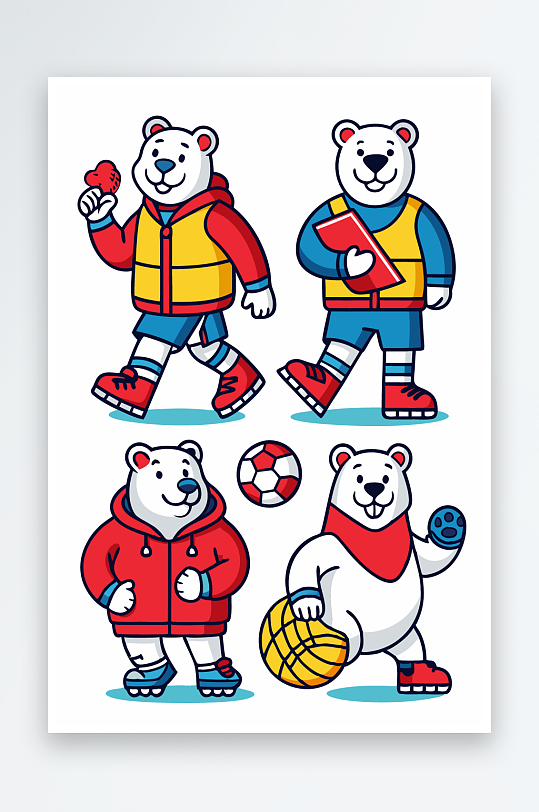 北极熊矢量插画图形元素-众图网