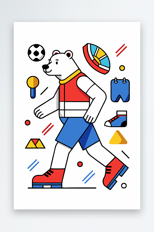 北极熊矢量插画图形元素-众图网