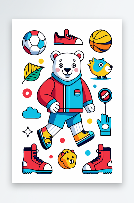 北极熊矢量插画图形元素-众图网