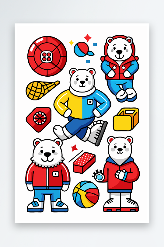 北极熊矢量插画图形元素-众图网