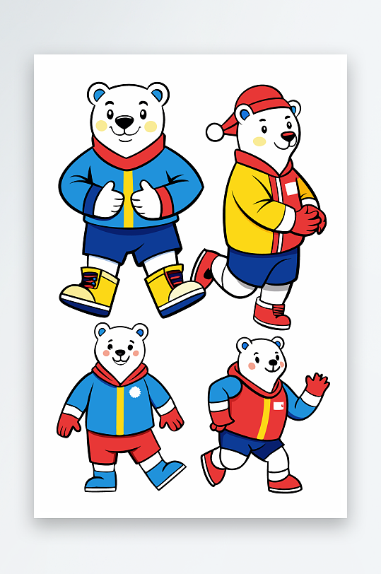 北极熊矢量插画图形元素-众图网