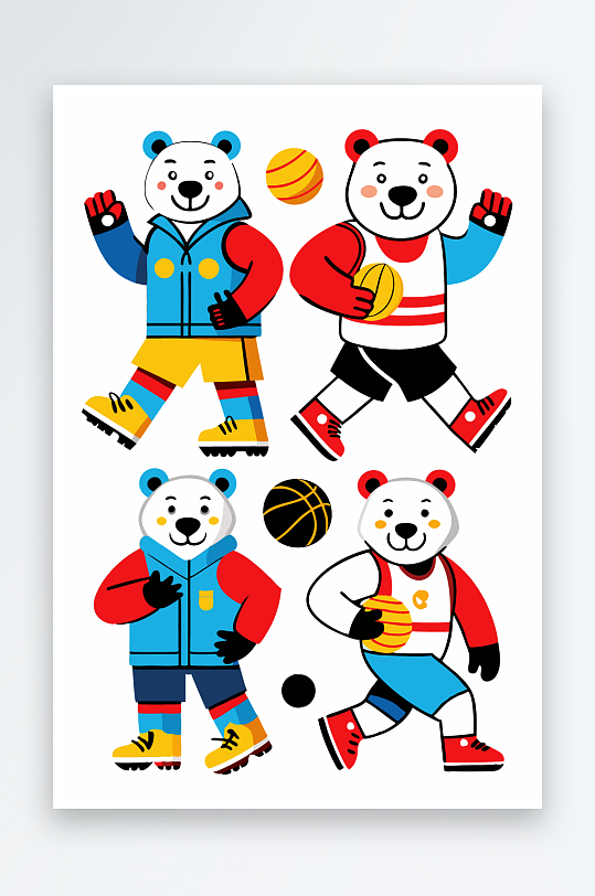 北极熊矢量插画图形元素-众图网