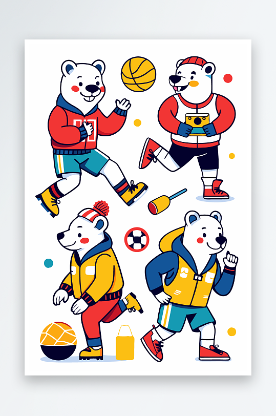 北极熊矢量插画图形-众图网