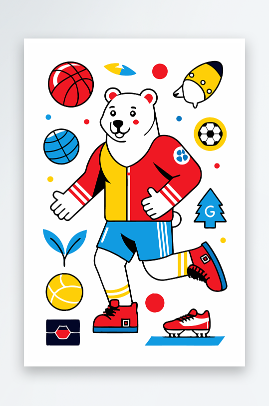 北极熊矢量插画图形元素-众图网