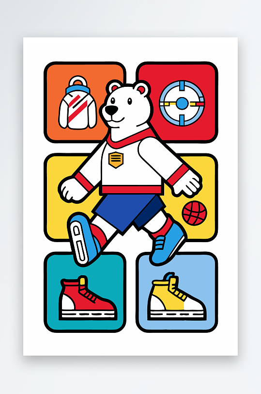 北极熊矢量插画图形元素-众图网