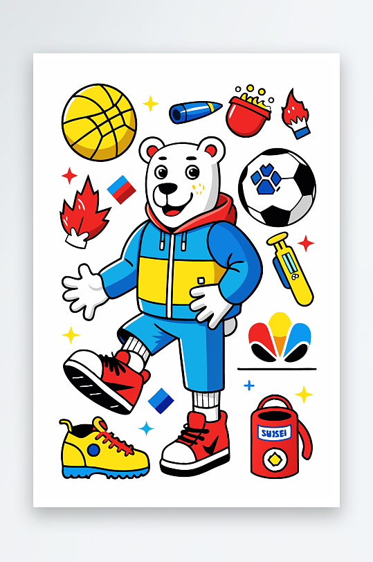 北极熊矢量插画图形元素-众图网