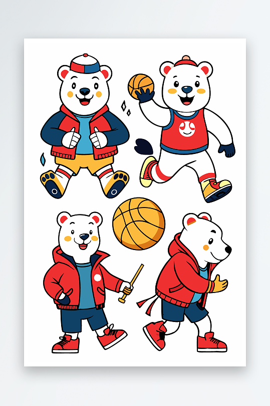 北极熊矢量插画图形元素-众图网