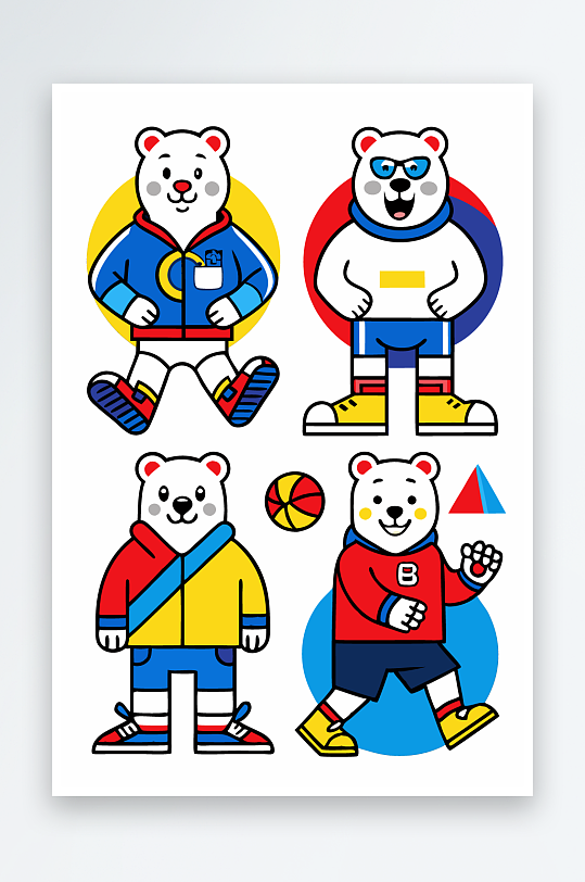 北极熊矢量插画图形元素-众图网