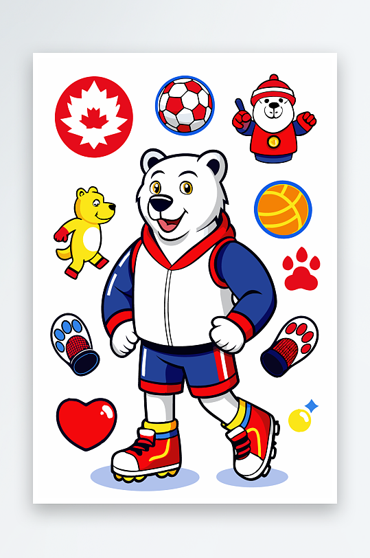 北极熊矢量插画图形元素-众图网