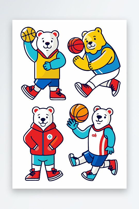 北极熊矢量插画图形元素-众图网