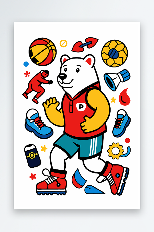 北极熊矢量插画图形元素-众图网