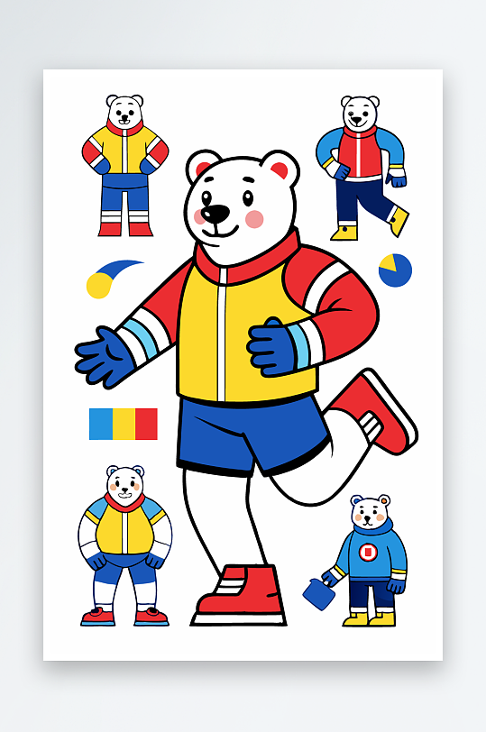 北极熊矢量插画图形元素-众图网