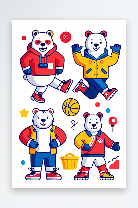 北极熊矢量插画图形元素-众图网