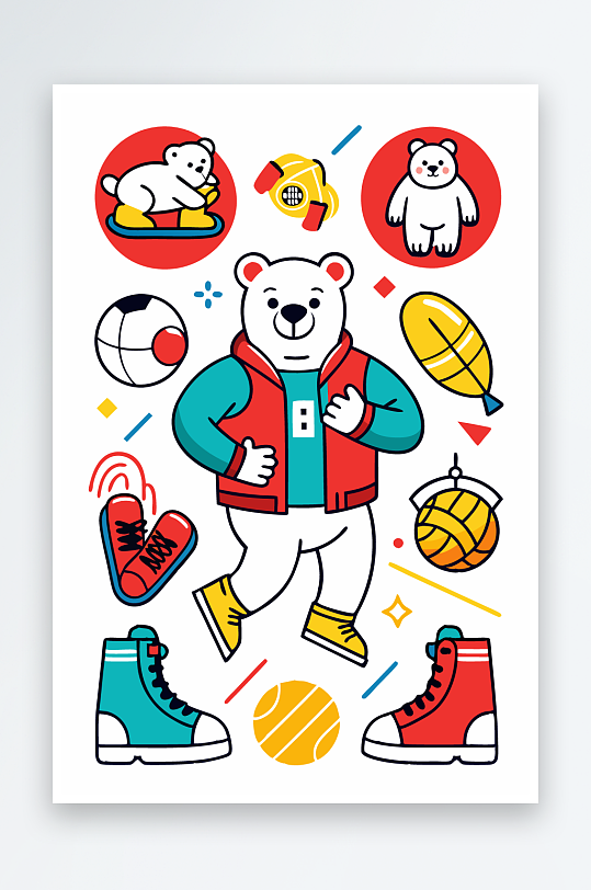 北极熊矢量插画图形-众图网