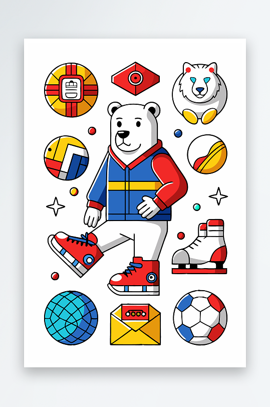 北极熊矢量插画图形-众图网