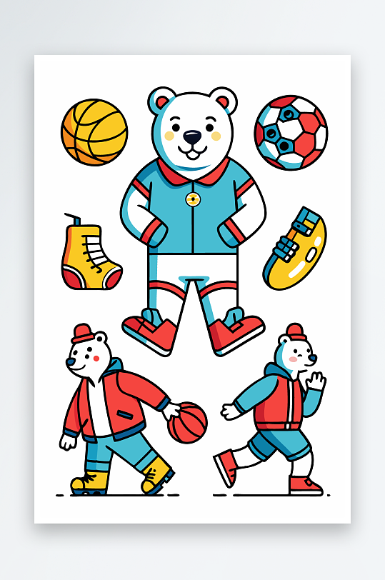 北极熊矢量插画图形元素-众图网