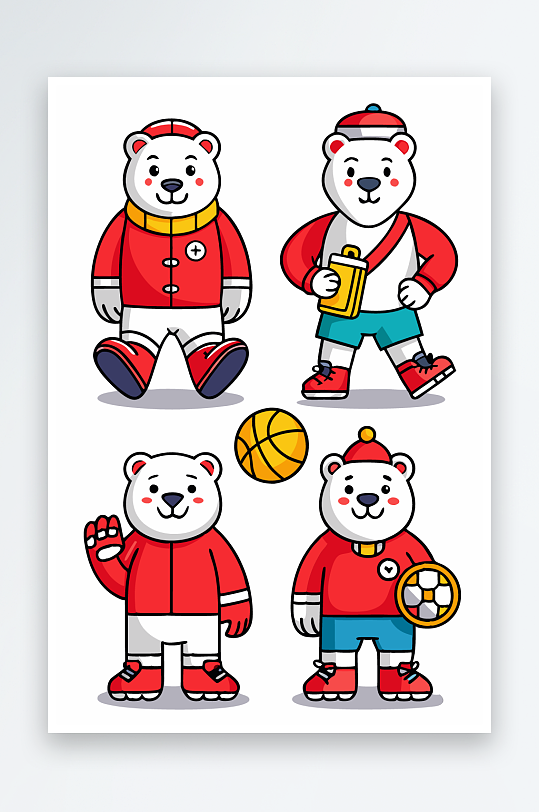 北极熊矢量插画图形元素-众图网