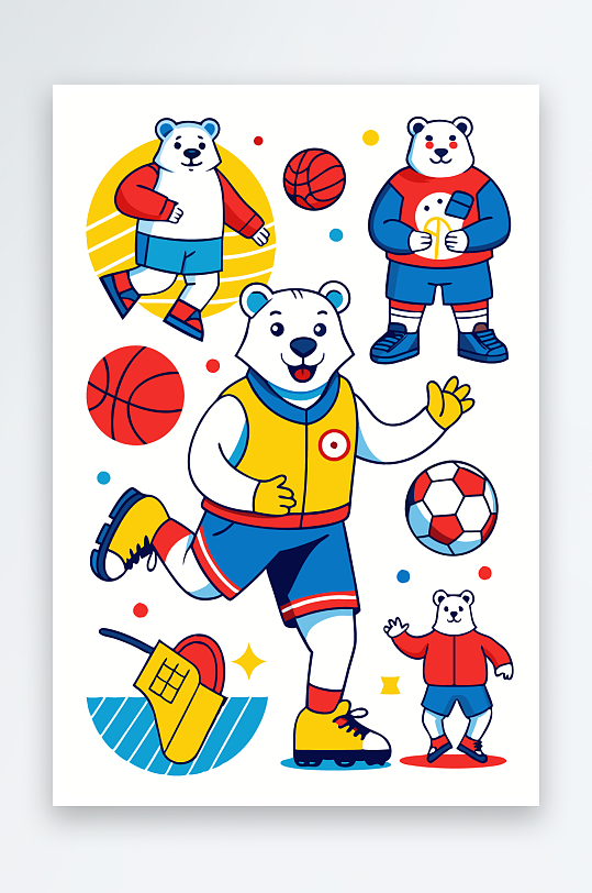 北极熊矢量插画图形元素-众图网