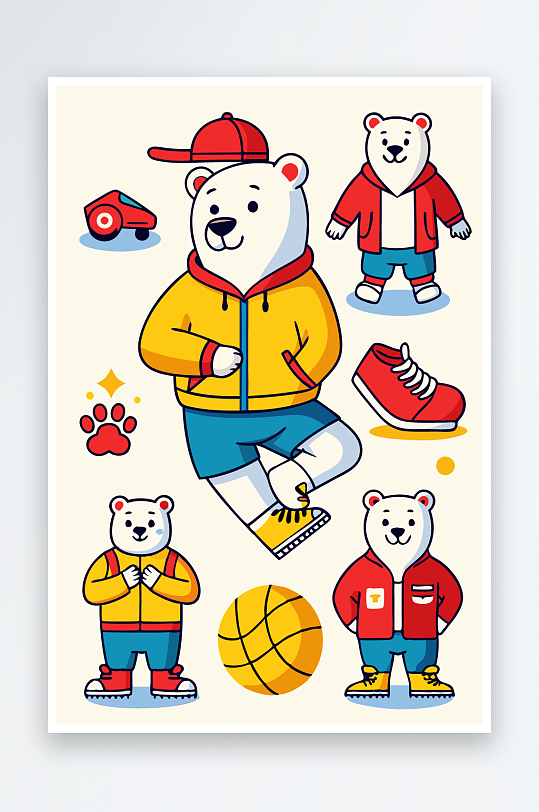 北极熊矢量插画图形元素-众图网