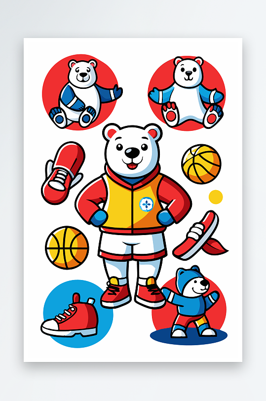 北极熊矢量插画图形元素-众图网